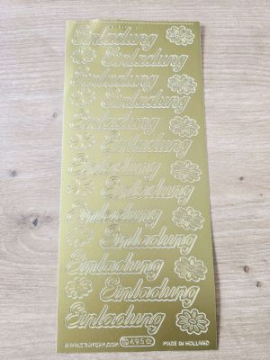 Sticker Ziersticker Schriftsticker -Einladung & Blümchen- GOLD